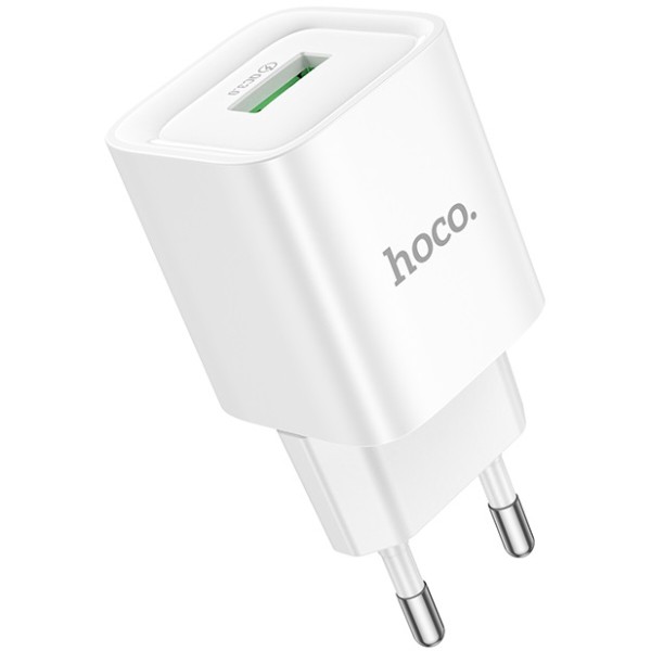 Фото - Мережевий зарядний пристрій HOCO C145A Charm single port QC3.0 charger (EU) White (6942007630214)
