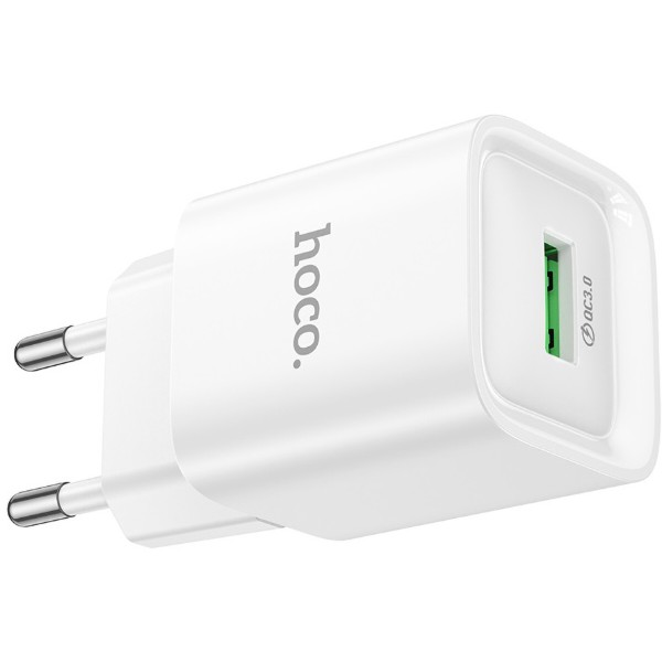 Фото - Мережевий зарядний пристрій HOCO C145A Charm single port QC3.0 charger (EU) White (6942007630214)
