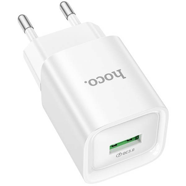 Фото - Мережевий зарядний пристрій HOCO C145A Charm single port QC3.0 charger (EU) White (6942007630214)