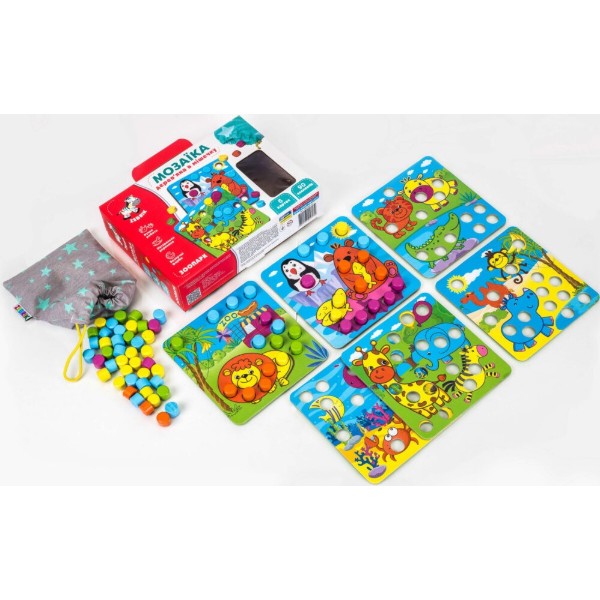 Фото - Дерев'яна мозаїка Vladi Toys Зоопарк (ZB2002-02)