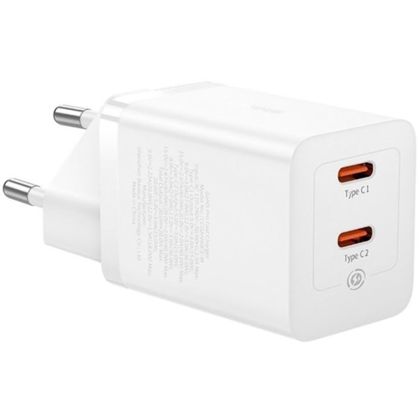 Фото - Мережевий зарядний пристрій Baseus GaN5 Pro Fast Charger C+C 40W EU White (CCGP180102)