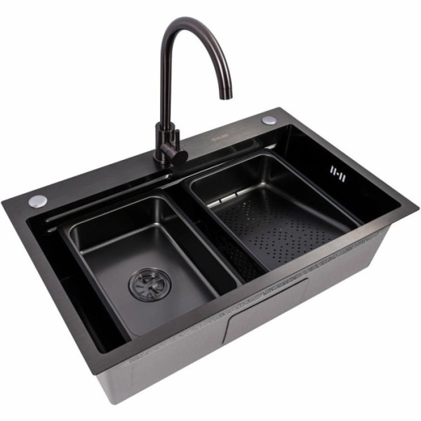 Фото - Мийка кухонна VALESO CM 75x46B PVD чорна (Work station) Handmade