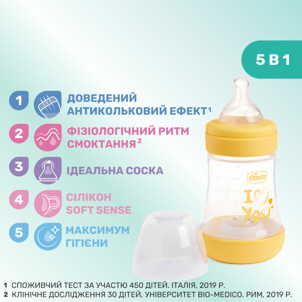 Фото - Пляшка для годування Chicco PERFECT 5  150 мл 0+ (20211.32.40)