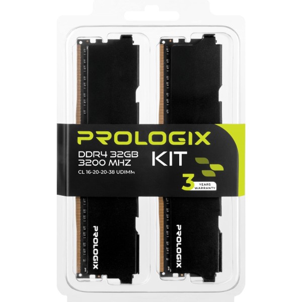 Фото - Память DDR ProLogix DDR4 2x16GB/3200 Black (PRO32GB3200B4K)