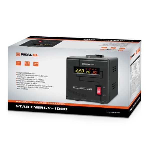 Фото - Уценка - Стабилизатор напряжения REAL-EL STAB ENERGY-1000