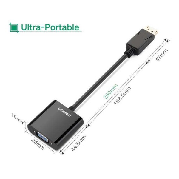 Фото - Переходник UGREEN DP109 DP Male to VGA Female Converter Black (20415)