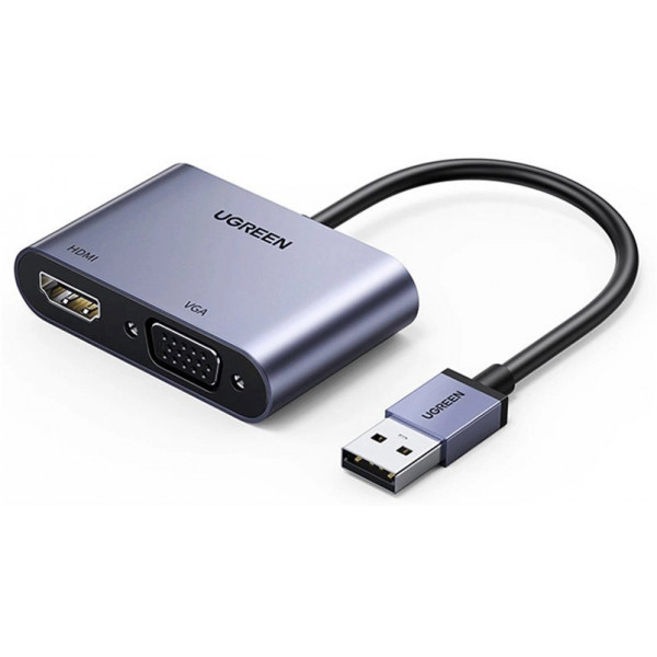Фото - Переходник HDMI UGREEN CM449 USB 3.0 to HDMI+VGA Converter Gray (20518)