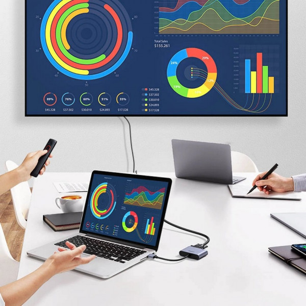 Фото - Переходник HDMI UGREEN CM449 USB 3.0 to HDMI+VGA Converter Gray (20518)