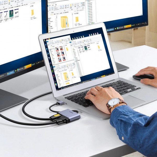Фото - Переходник HDMI UGREEN CM449 USB 3.0 to HDMI+VGA Converter Gray (20518)