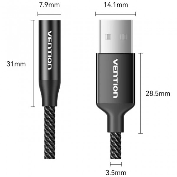 Фото - Звуковая карта Vention USB 2в1 AUX jack TRRS Ear 0.25 м (CVEBC)