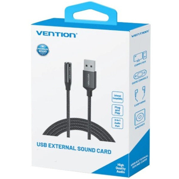 Фото - Звуковая карта Vention USB 2в1 AUX jack TRRS Ear 0.25 м (CVEBC)