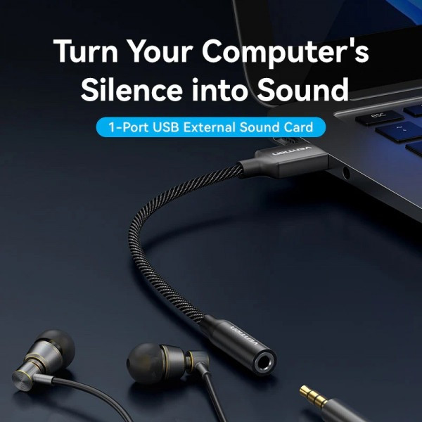 Фото - Звуковая карта Vention USB 2в1 AUX jack TRRS Ear 0.25 м (CVEBC)