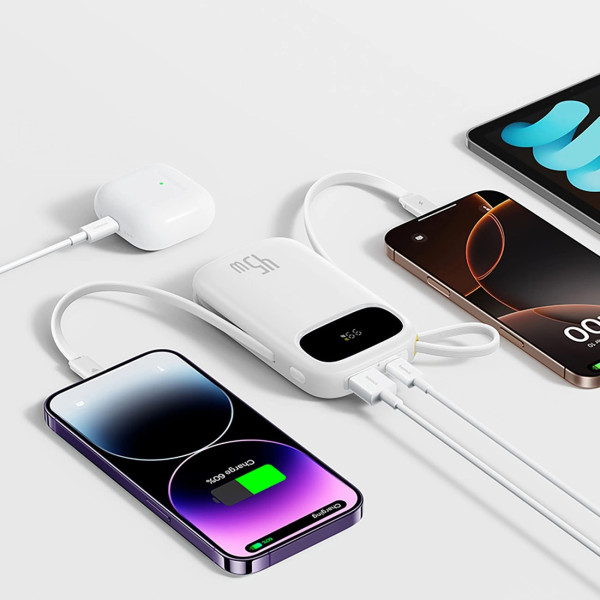 Фото - Батарея мобільна Baseus 20000mAh EnerFill FC31 45W PD,QC,USB-A,USB-C In/Out, built-in USB-C/Lightning cable White (E0028D01)