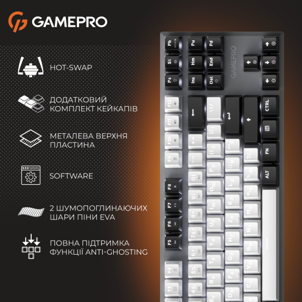 Фото - Клавіатура дротова GamePro Genesis Joker Outemu Red Swithes USB Gray (MK124G)