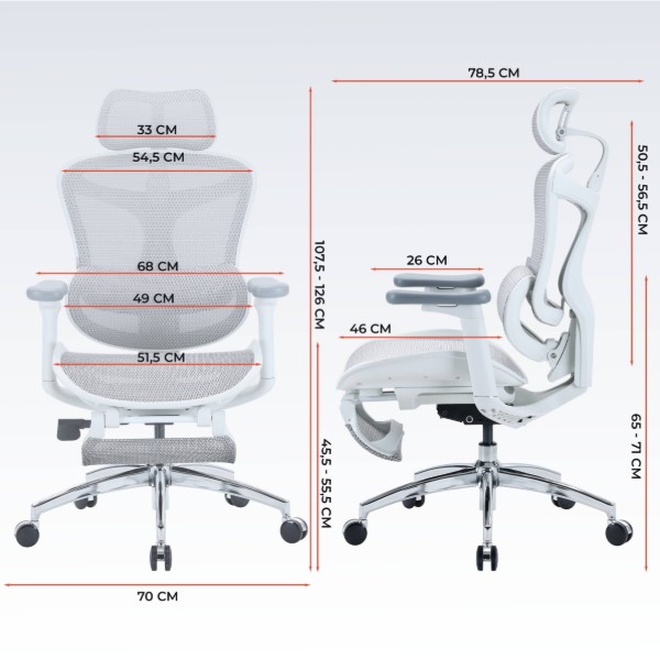 Фото - Крісло офісне Sihoo DORO C300L Mesh White with footrest (DORO-C300L-A3-102-JT)