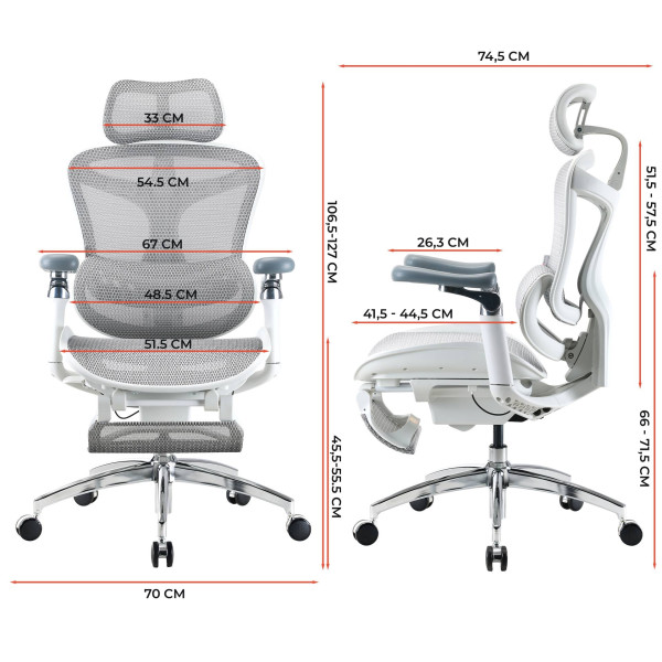 Фото - Крісло офісне Sihoo DORO C300 Pro Mesh White with footrest (DORO-C300-PRO-M102-JT)
