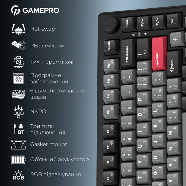 Фото - Клавіатура бездротова ігрова GamePro Asgard Yord Keychron Super Black (MK266BK)