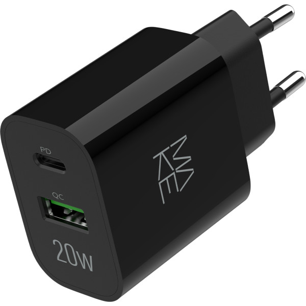 Фото - Мережевий зарядний пристрій MAKE 20W PD + QC3.0 Black (MCW-2021BK)