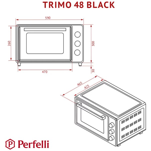 Фото - Печь электрическая Perfelli TRIMO 48 BLACK