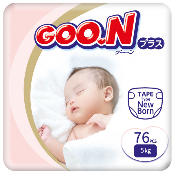 Фото - Одноразові підгузки Goo.N Plus для новонароджених на липучках Розмір NB (до 5 кг.), 76 шт. (21000626)