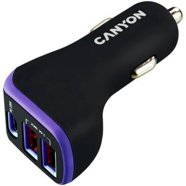 Фото - Автомобільний зарядний пристрій Canyon Universal 3xUSB (CNE-CCA08PU)