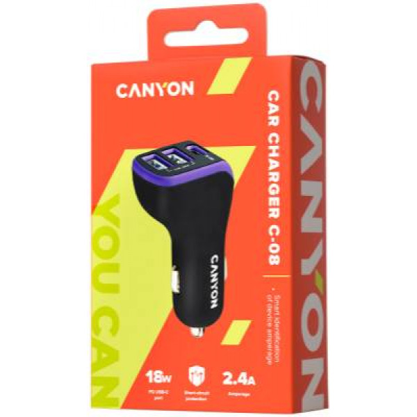 Фото - Автомобільний зарядний пристрій Canyon Universal 3xUSB (CNE-CCA08PU)