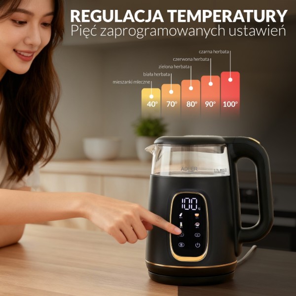 Фото - Электрический чайник Adler AD 1305 Black Gold