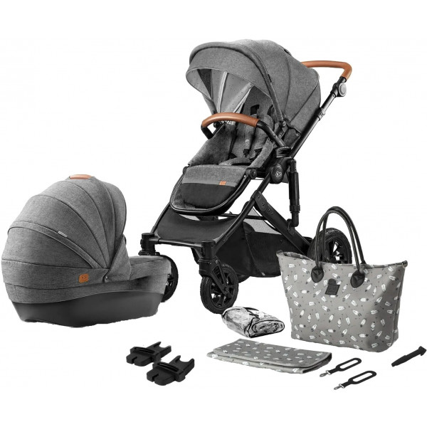 Фото - Коляска универсальная 2 в 1 Kinderkraft Prime Gray + MommyBag (KKWPRIMGRMB200)