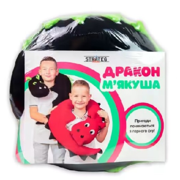 Фото - Подушка дорожня Strateg М'якуша чорно-зелений (60610)