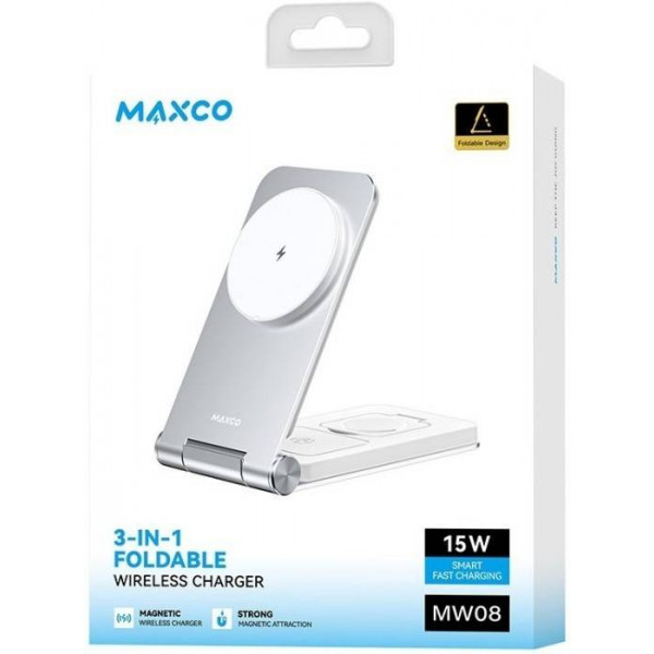 Фото - Бездротовий зарядний пристрій Maxco 3in1 15W Folding Wireless Charger (MW08)