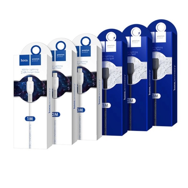 Фото - Кабель HOCO X20 USB to iP 2A 2m PVC TPE Black (6957531068860)