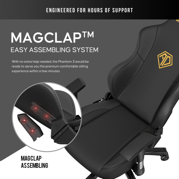 Фото - Крісло для геймерів Anda Seat Phantom 3 Size L Black & Gold (AD18Y-06-B-PVC)