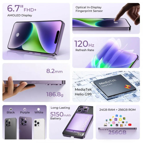 Фото - Смартфон OUKITEL P1 8/256GB Purple