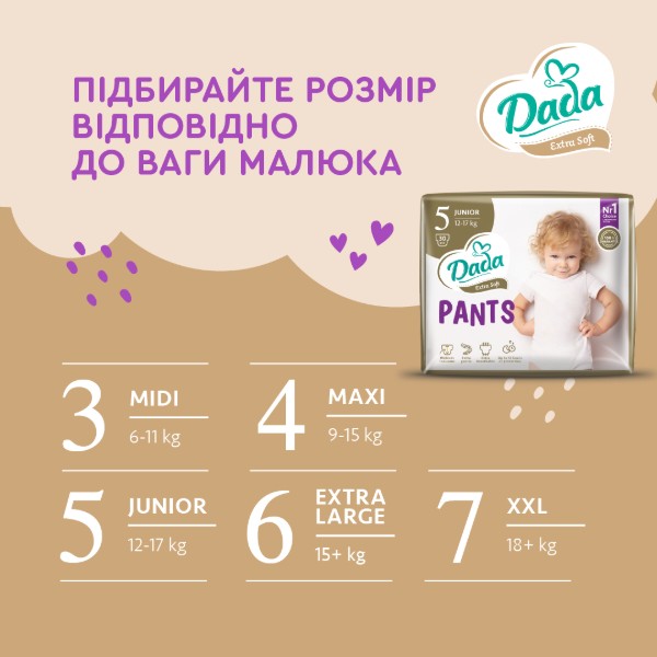 Фото - Одноразовые подгузники-трусики Dada Extra Soft Размер 6 XL (15+ кг), 28 шт. (980696)