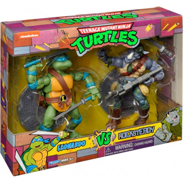 Фото - Коллекционные фигурки набор TMNT Леонардо против Рокстеди (34 точки артикуляции, 15 cm) (81276)
