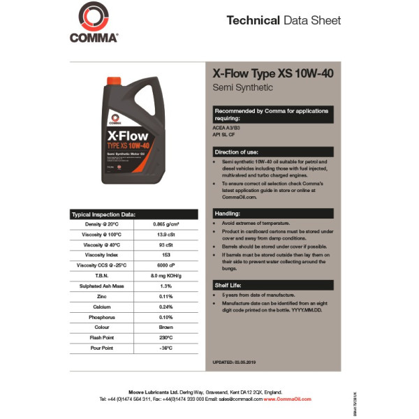 Фото - Олива для авто COMMA X-FLOW TYPE XS 10W-40 4л (XFXS4L)