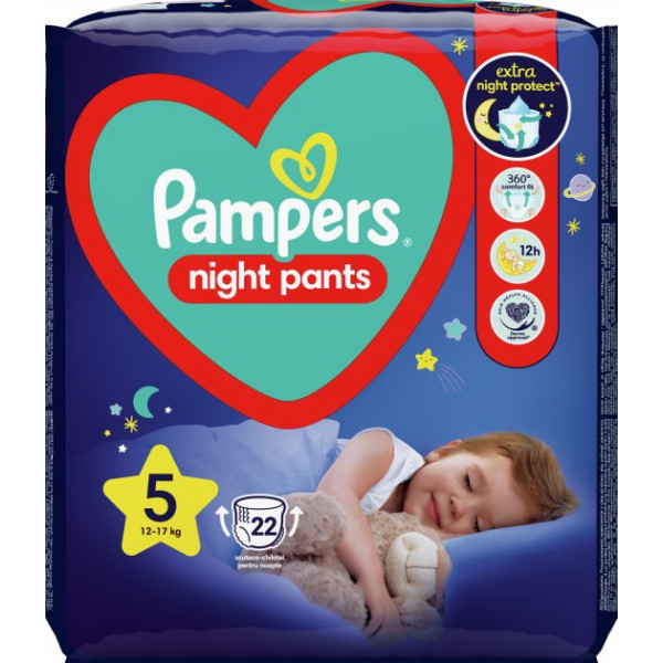 Фото - Одноразові підгузки-трусики Pampers Night Pants Розмір 5 (12-17) (8006540234730)