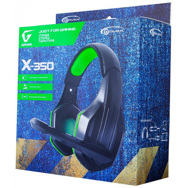 Фото - Гарнітура дротова Gemix X350 Black/Green