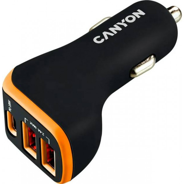 Фото - Автомобільний зарядний пристрій Canyon Universal 3xUSB (CNE-CCA08BO)
