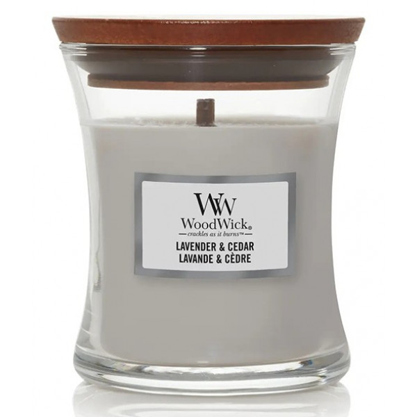 Фото - Свічка скло Woodwick Mini Lavender & Cedar (Лаванда та Кедр) 85г (1666278E)