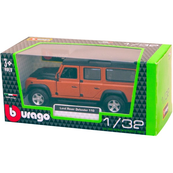 Фото - Коллекционная машинка 1:32 Bburago Автомодель - LAND ROVER DEFENDER 110 (ассорти белый, оранжевый металлик 1:32) (18-43029)