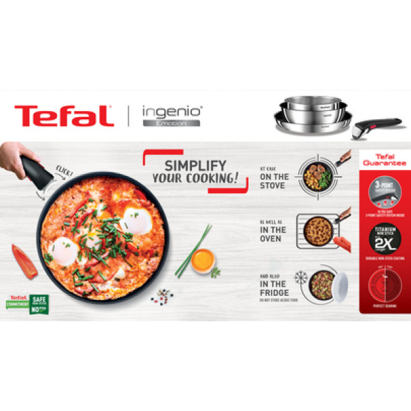 Фото - Набір сковорід зі знімною ручкою Tefal L897S374 Ingenio Emotion 3 пр.