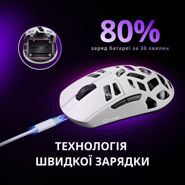 Фото - Миша бездротова ігрова Lorgar Elite MSE90W Wireless Gaming Mouse Elite White (LRG-MSE90W-WH)
