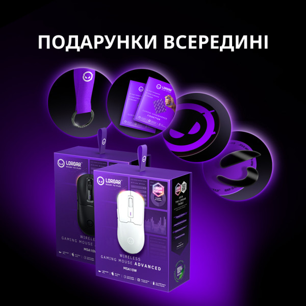 Фото - Миша бездротова ігрова Lorgar MSA10W Wireless Gaming Black (LRG-MSA10W-BK)