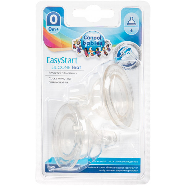 Фото - Малий потік соска дитяча силіконова Canpol babies з широким горлом EASYSTART 2 шт (21/729)