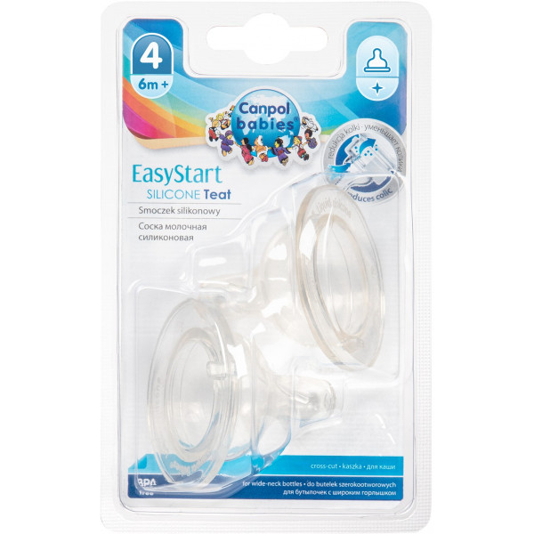 Фото - Великий потік соска дитяча силіконова Canpol babies для каші з широким горлом EASYSTART 2 шт (21/733)