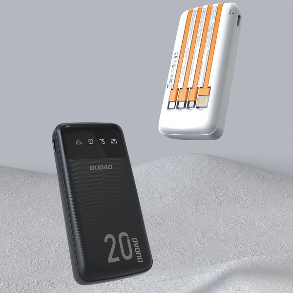 Фото - Батарея мобильная Dudao 20000mAh K6Pro+ 10W USB-A,USB-C In/Out,with USB-C/Lightning/MicroUSB/USB-A  cables Black (6977196682393)
