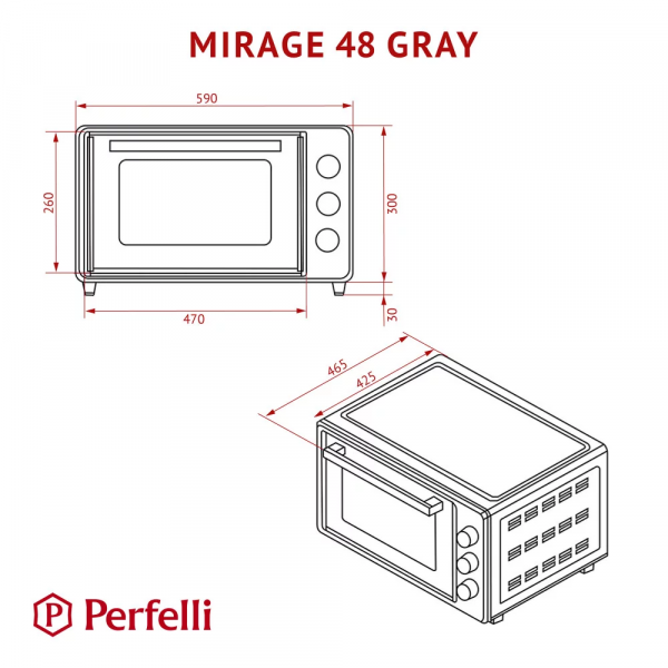 Фото - Печь электрическая Perfelli MIRAGE 48 GREY