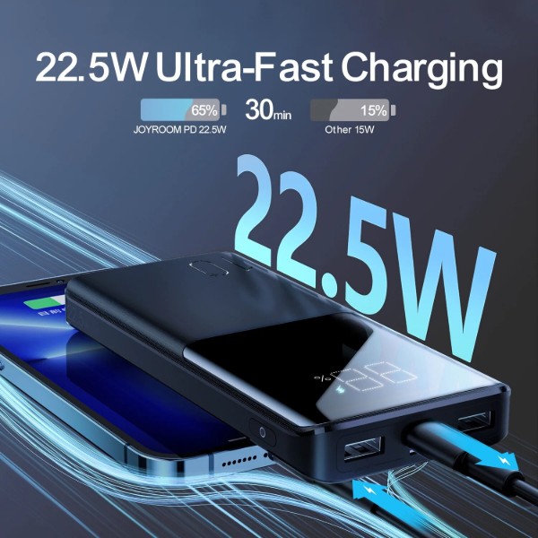 Фото - Батарея мобильная Joyroom 10000mAh 22,5W PD,QC3.0, 2xUSB-A, Micro USB, USB-C In/Out Black (JR-QP191)