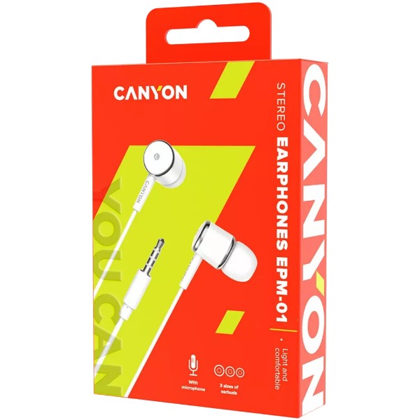 Фото - Наушники вкладыши проводные Canyon CNE-CEPM01W White